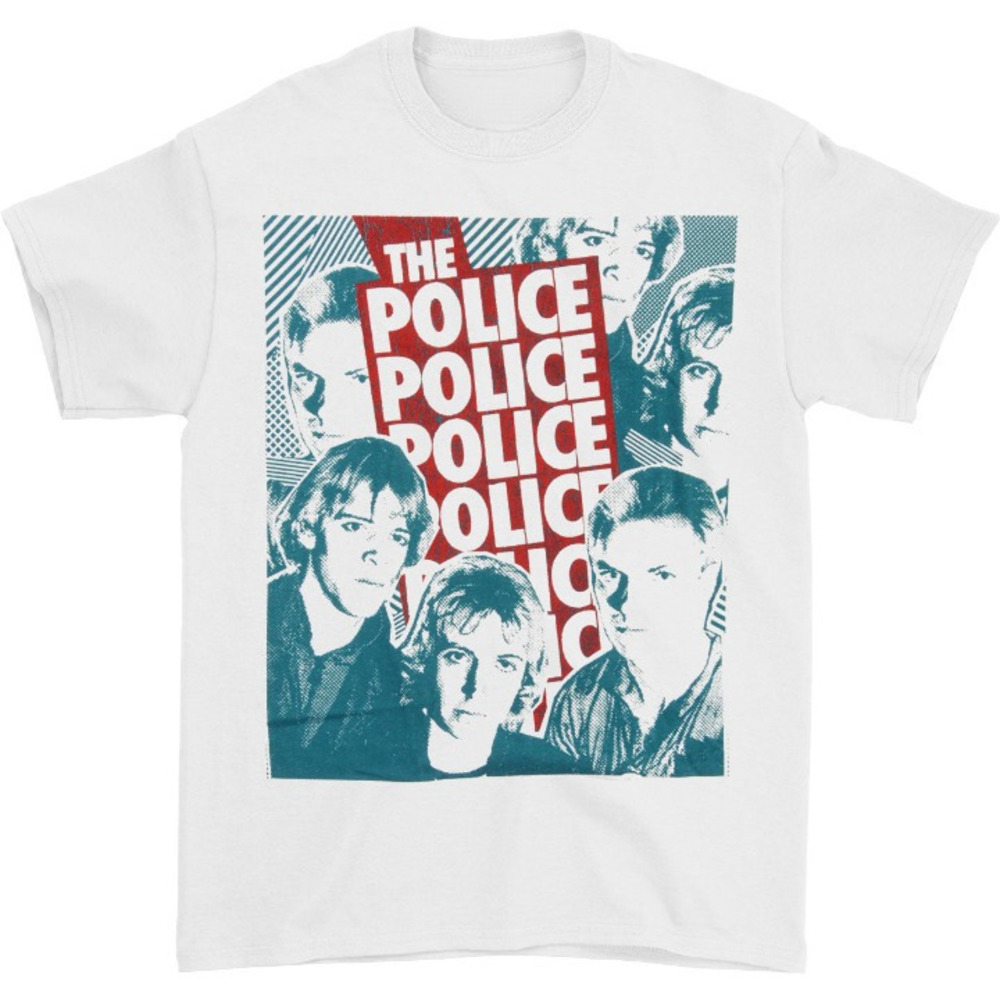Half Tone Faces Tshirt Police Graphics Unisex Tee